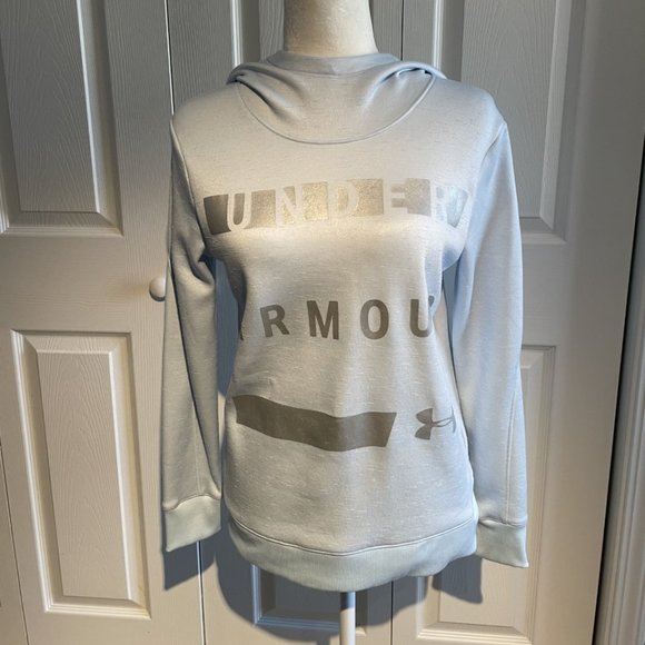 Under Armour UA Size X-Small Light Ice Blue Sweatshirt Hooded Hoody Hoodie EUC - Picture 3 of 9